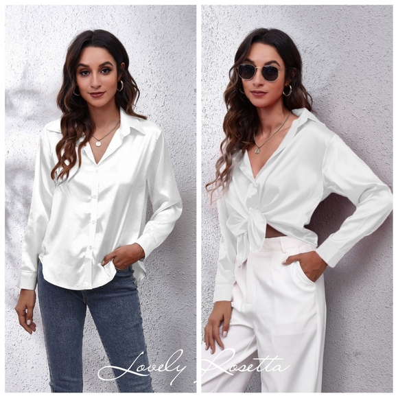 Ivory Collared Neck Buttoned Long Sleeve Shirt - Picture 1 of 5